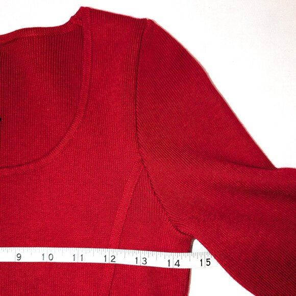 NWT House Of Harlow 1960 | Corset Cropped Red Knit Sweater Square Neck | Size XS - Picture 7 of 9